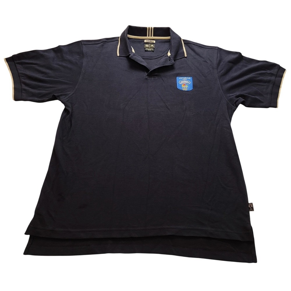 Adidas Athens 2004 Olympics NBC Polo Shirt Men's Medium Navy Blue Climalite Vtg‎